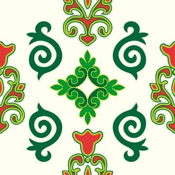 Floral pattern Tatar Native Ornamental border with tulips. Culture of the Tat 库存插图