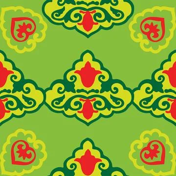 Floral pattern Tatar Native Ornamental border with tulips. Culture of the Tat Stock Illustration