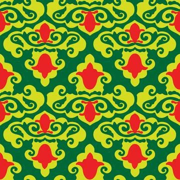 Floral pattern Tatar Native Ornamental border with tulips. Culture of the Tat Stock Illustration