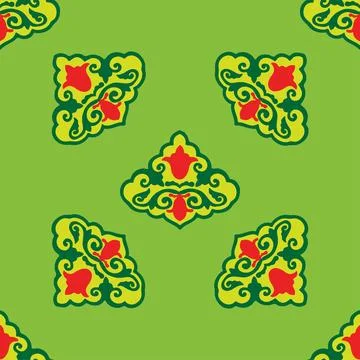 Floral pattern Tatar Native Ornamental border with tulips. Culture of the Tat Stock Illustration