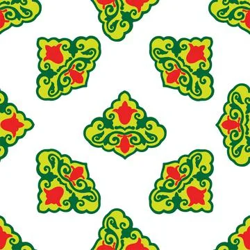 Floral pattern Tatar Native Ornamental border with tulips. Culture of the Tat Stock Illustration
