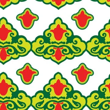 Floral pattern Tatar Native Ornamental border with tulips. Culture of the Tat Stock Illustration