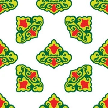 Floral pattern Tatar Native Ornamental border with tulips. Culture of the Tat Stockillustratie