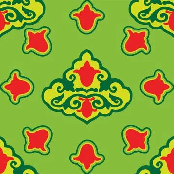 Floral pattern Tatar Native Ornamental border with tulips. Culture of the Tat Stock Illustration
