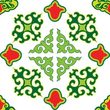 Floral pattern Tatar Native Ornamental border with tulips. Culture of the Tat Stock Illustration