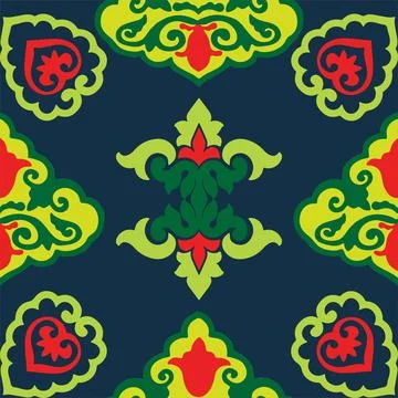 Floral pattern Tatar Native Ornamental border with tulips. Culture of the Tat Stock Illustration