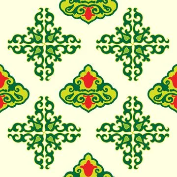 Floral pattern Tatar Native Ornamental border with tulips. Culture of the Tat Stock Illustration