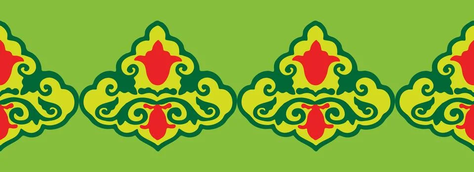 Floral pattern Tatar Native Ornamental border with tulips. Culture of the T.. Stock Illustration