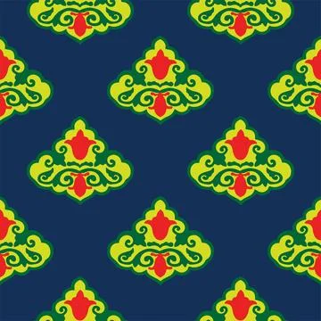 Floral pattern Tatar Native Ornamental border with tulips. Culture of the Tat Stock Illustration