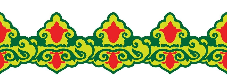 Floral pattern Tatar Native Ornamental border with tulips. Culture of the T.. Stock Illustration