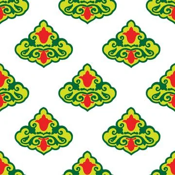 Floral pattern Tatar Native Ornamental border with tulips. Culture of the Tat 库存插图
