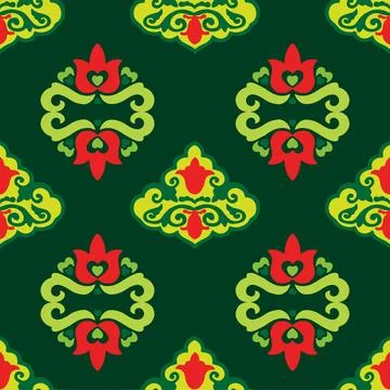 Floral pattern Tatar Native Ornamental border with tulips. Culture of the Tat Stock Illustration