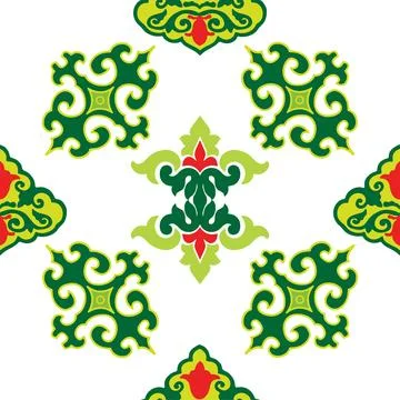 Floral pattern Tatar Native Ornamental border with tulips. Culture of the Tat Stock Illustration