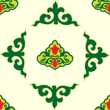 Floral pattern Tatar Native Ornamental border with tulips. Culture of the Tat Stock Illustration