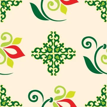Floral pattern Tatar Native Ornamental border with tulips. Culture of the Tat Stock Illustration