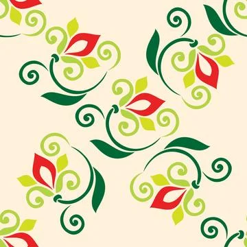 Floral pattern Tatar Native Ornamental border with tulips. Culture of the Tat Stock Illustration