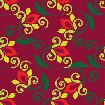 Floral pattern Tatar Native Ornamental border with tulips. Culture of the Tat Stock Illustration