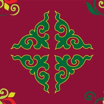 Floral pattern Tatar Native Ornamental border with tulips. Culture of the Tat 库存插图
