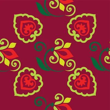 Floral pattern Tatar Native Ornamental border with tulips. Culture of the Tat Stock Illustration