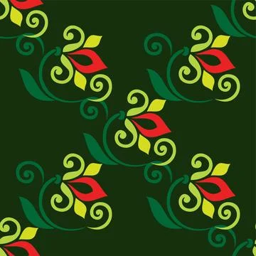 Floral pattern Tatar Native Ornamental border with tulips. Culture of the Tat Stock Illustration