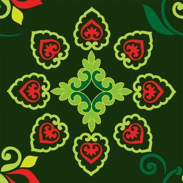 Floral pattern Tatar Native Ornamental border with tulips. Culture of the Tat Stock Illustration