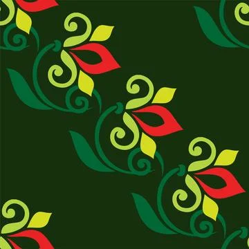 Floral pattern Tatar Native Ornamental border with tulips. Culture of the Tat Stock Illustration