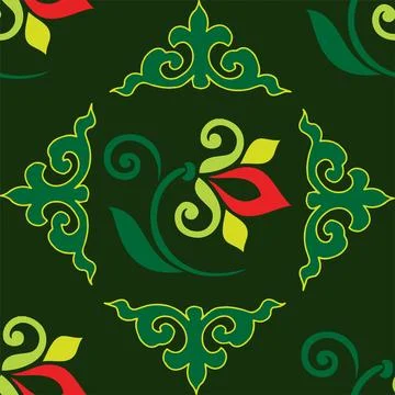 Floral pattern Tatar Native Ornamental border with tulips. Culture of the Tat Stock Illustration