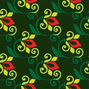 Floral pattern Tatar Native Ornamental border with tulips. Culture of the Tat 库存插图