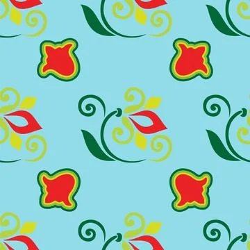 Floral pattern Tatar Native Ornamental border with tulips. Culture of the Tat Stock Illustration