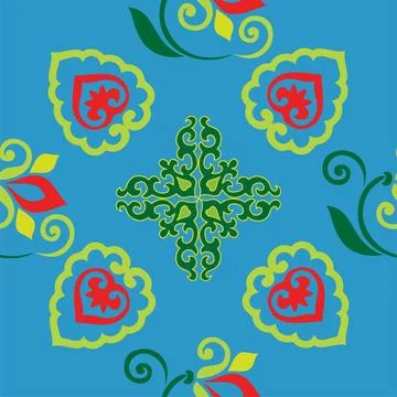 Floral pattern Tatar Native Ornamental border with tulips. Culture of the Tat Stock Illustration