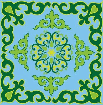 Floral pattern Tatar Native Ornamental border with tulips. Culture of the Tat Illustrazione stock