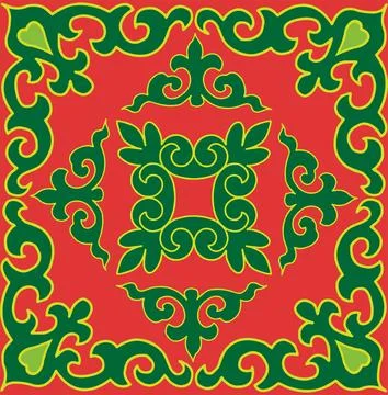Floral pattern Tatar Native Ornamental border with tulips. Culture of the Tat Stock Illustration