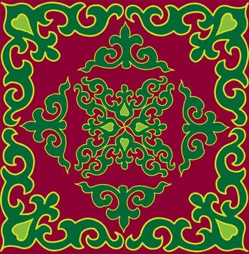 Floral pattern Tatar Native Ornamental border with tulips. Culture of the Tat Stock Illustration