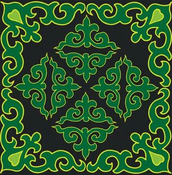 Floral pattern Tatar Native Ornamental border with tulips. Culture of the Tat Stock Illustration