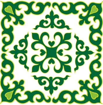 Floral pattern Tatar Native Ornamental border with tulips. Culture of the Tat Stock Illustration