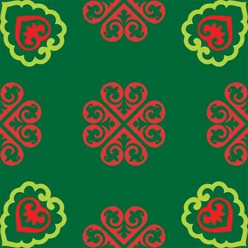Floral pattern Tatar Native Ornamental border with tulips. Culture of the Tat Illustrazione stock