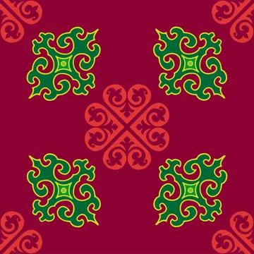 Floral pattern Tatar Native Ornamental border with tulips. Culture of the Tat Stock Illustration