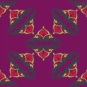 Floral pattern Tatar Native Ornamental border with tulips. Culture of the Tat Stock Illustration