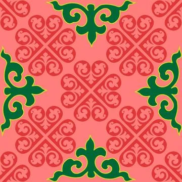 Floral pattern Tatar Native Ornamental border with tulips. Culture of the Tat 库存插图