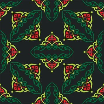 Floral pattern Tatar Native Ornamental border with tulips. Culture of the Tat Stock Illustration