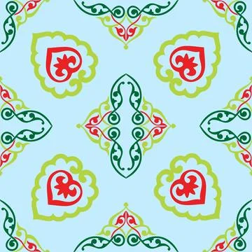 Floral pattern Tatar Native Ornamental border with tulips. Culture of the Tat Stock Illustration