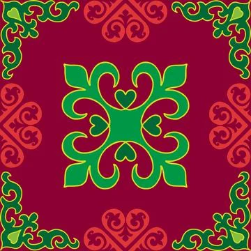 Floral pattern Tatar Native Ornamental border with tulips. Culture of the Tat Illustrazione stock