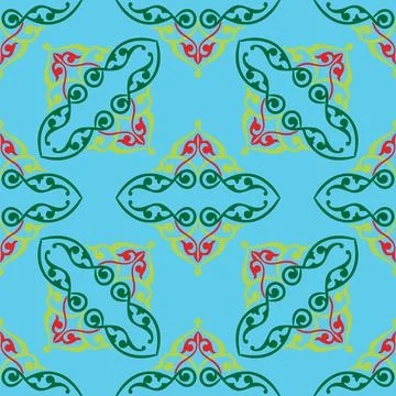 Floral pattern Tatar Native Ornamental border with tulips. Culture of the Tat Stock Illustration