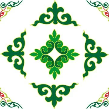 Floral pattern Tatar Native Ornamental border with tulips. Culture of the Tat Stock Illustration