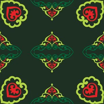 Floral pattern Tatar Native Ornamental border with tulips. Culture of the Tat Stock Illustration