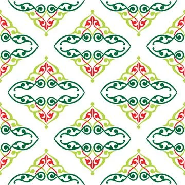 Floral pattern Tatar Native Ornamental border with tulips. Culture of the Tat Stock Illustration