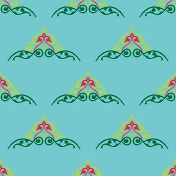 Floral pattern Tatar Native Ornamental border with tulips. Culture of the Tat Stock Illustration