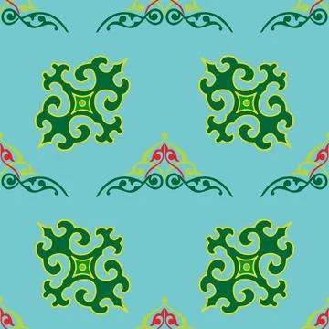 Floral pattern Tatar Native Ornamental border with tulips. Culture of the Tat Stock Illustration