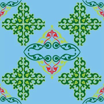 Floral pattern Tatar Native Ornamental border with tulips. Culture of the Tat Stock Illustration
