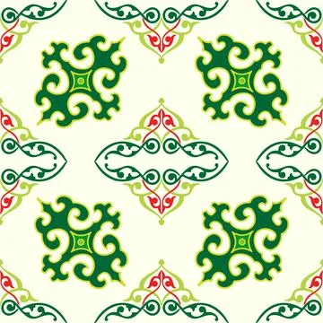 Floral pattern Tatar Native Ornamental border with tulips. Culture of the Tat 库存插图